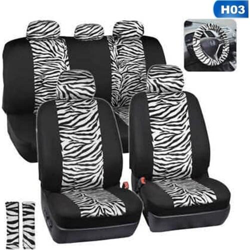 Leopard/Zebra Plush Car Seat Covers Full Set Auto Interior Protection Seat Cushion Car Styling Accessories 12/9/4Pcs