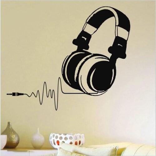 Hot Vinyl Wall Decals DJ Headphones Audio Music Pulse Decal Art Mural Home Decoration Removable Wall Sticker For Music 3111