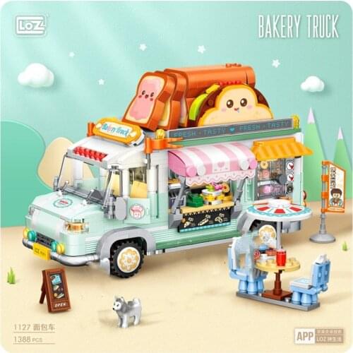 LOZ Mini Block bakery truck/Vehicle Racing Car/Ice Cream Truck/hot dog car Assembly Building gifts Toys exhibition/collection