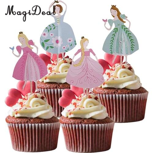 MagiDeal Novelty 24Pcs/Lot Assorted Dancing Princess/Animal Circus Cupcake Picks Cake Toppers Happy Birthday Party Decoration