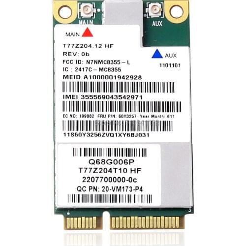MC8355 Gobi3000 GPS 60Y3257 Mini PCI-e 3G WLAN Card for IBM Lenovo T420 T420S T520 X220 X220T T520i W520 X121e Free Shipping