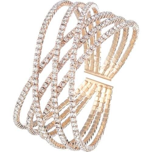 YFJEWE Fashion Wedding Jewelry Charm Bangles Opening Adjustable Womens Geometric Round Crystal cross Bangles & Bracelets B275