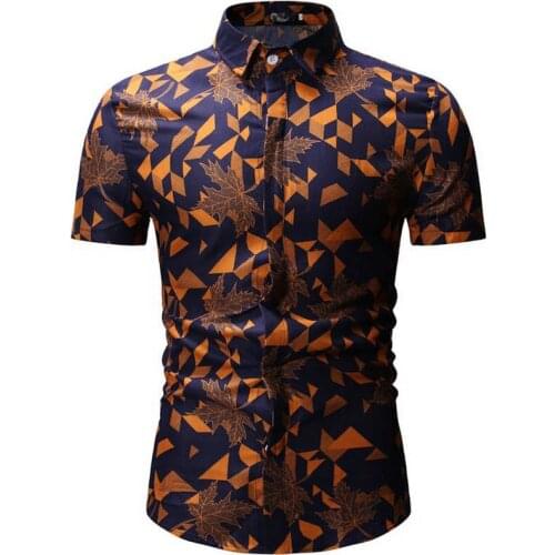 Men Shirt Summer Style Palm Tree Print Beach Hawaiian Shirt Men Casual Short Sleeve Hawaii Shirt Chemise Homme European size 3XL