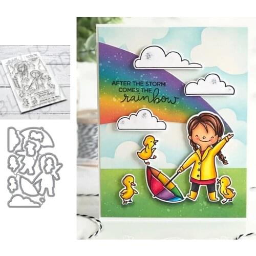2021 New Girl Umbrella Duck Metal Cutting Dies and Clear Stamps Scrapbooking Craft Stencil Seal Sheet Decor Embossing Template