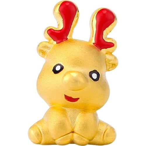 New Arrival Pure 24K Yellow Gold Bracelet 3D 999 Gold deer Bracelet