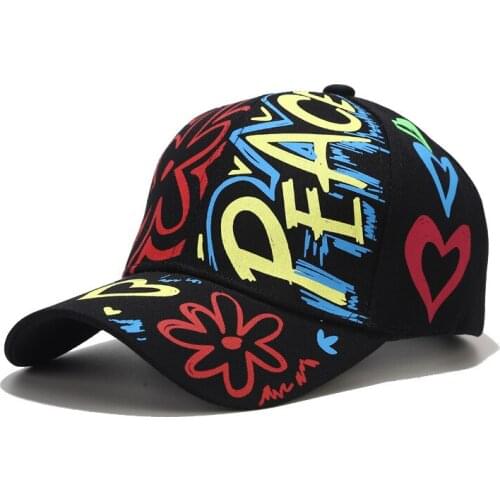 Spring and Fall New Fashion Graffiti Letter Personality Couples Go With Everything Men and Womens Baseball Caps