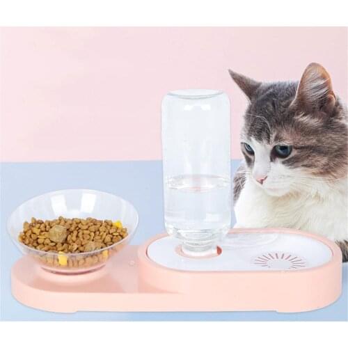 Pet Double Bowl Automatic Feeder Cat Elevated Drinking Water Dispenser Raised Stand Dish Dog Feeding Bowls Pets Supplies