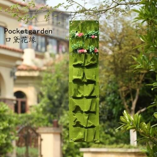 Pocketgarden Green Grow Bag Wall Hanging Planter Vertical Garden Vegetable Living Garden Bag storage bag 16 pockets 25x100cm