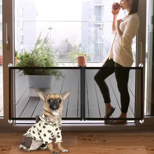 Durable Dog Gate Folding Breathable Mesh Dog Fence Pet Isolated Network Stairs Gate with zipper Safety Enclosure Pet supplies