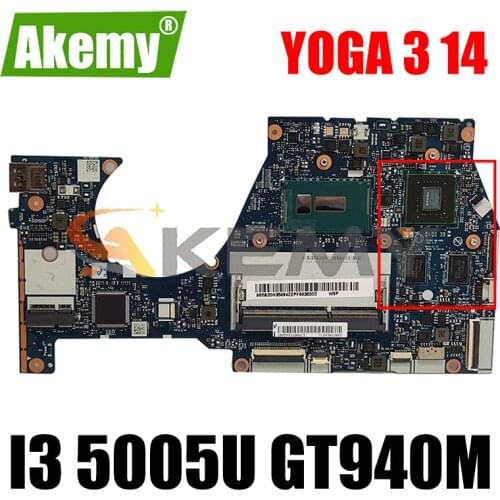 For Lenovo Yoga 3-14 laptop motherboard BTUU1 NM-A381 motherboard W/ CPU i3 5005U GPU GT940M 2GB FUR 5B20K78778 Mainboard