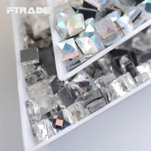 Various sizes Clear AB Crystal Square Glass Stones FlatBack DMC HotFix Rhinestones Strass Fancy Shape For Decoration