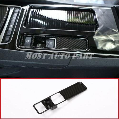Silver ABS Plastic Carbon Fiber Look Interior Electronic Handbrake Switch Button Frame For Jaguar XE XF F-Pace X761 2016-2018