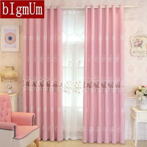 Pastoral Style Floral Embroidered Curtains Blackout Home Decor Curtain For Living Room Linen Blinds Rideaux Window Customized