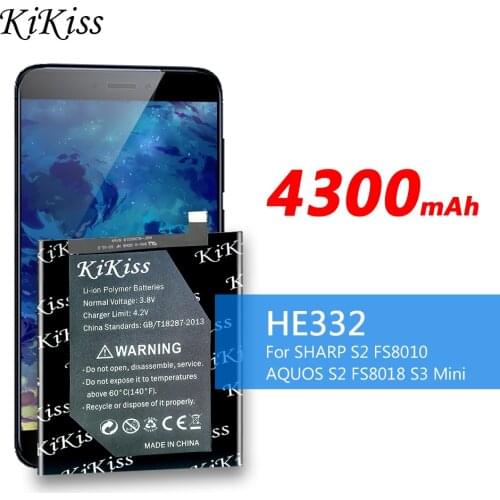 KiKiss High Capacity 4300mAh HE332 Replacement Battery For Sharp S2 fs8010 Aquos S2 FS8018 S3 Mini S3mini Mobile Phone Batteries