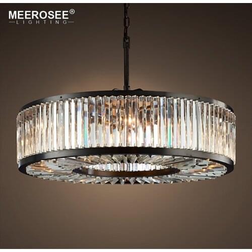 Modern Crystal Chandelier Light Minimalist Creative Hollow Round Chandelier Lamp Fixture Vintage Style for Household Living Room