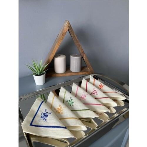 Table napkins Blue Cocktail Napkin Set of 4 Home Washable Tea Invitation Use table napkins fabric square birthday home party Hotel