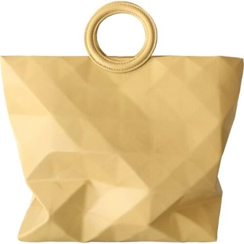 New Fashion Trend In Spring And Summer 2021 Ring Portable Tote Briefcase Womens Pleated Rhombic Soft Leather Handbag