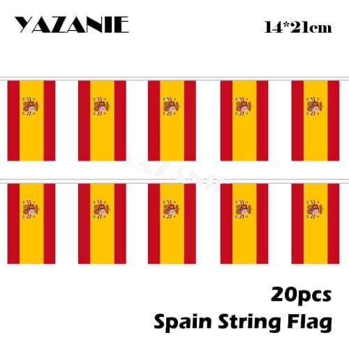 YAZANIE 14*21cm 20PCS Spain ES String Flag Small World Country Bunting Banner for Birthday Wedding Party Decoration Wholesale