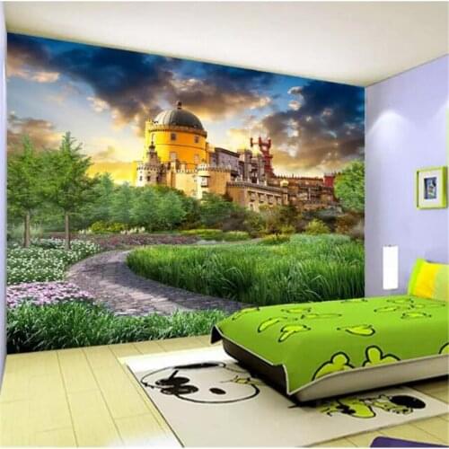 Wellyu Custom wallpaper 3d photo murals обои fantasy castle back garden landscape living room TV background wall paper 3d mural