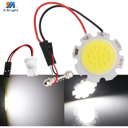 YM E-Bright 300PCS Car Vehicle LED Panel Lights COB 15 SMD White 6000K With T10 + Festoon Base 12V DC Automobile Bulbs