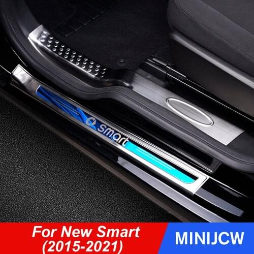 Car Door Sill Welcome Threshold Sticker Protector Trim Carbon Fiber Cover For New Smart 453 fortwo forfour Car Accessories