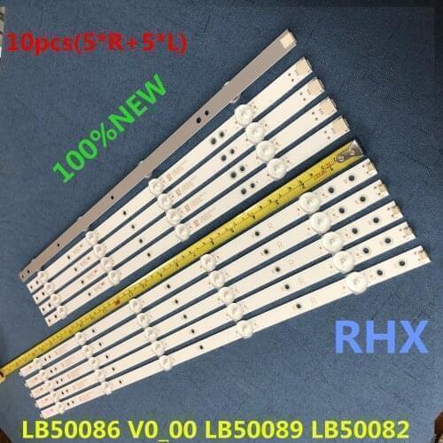 1Set=10pcs LED strip For Ph lips 50'' TV LB50086 V1_00 LB50086 V0_00 LB50089 LB50082 50PUS6162/12 50PUS7383/12 TPT500U1-QVN03.U