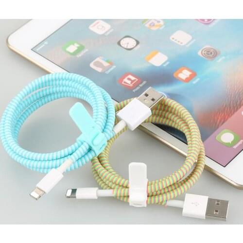 1Roll Color Cable Winder 1.4M USB Charging Data Line Cable Protector Wire Cord Protection Spring Wrap Cable Winder Organizer