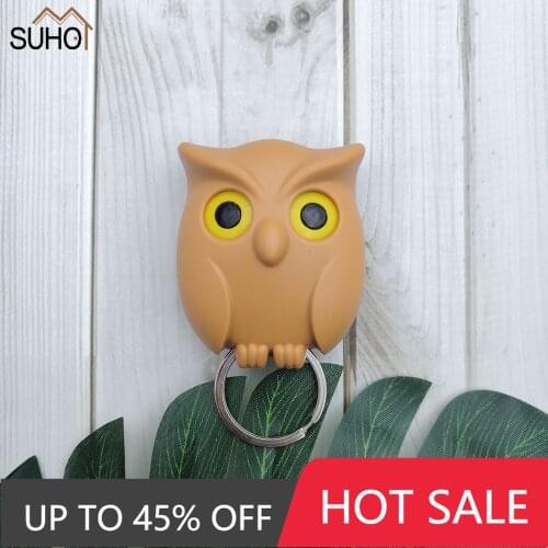 1Pcs Night Owl Black White Brown Magnetic Wall Key Holder Magnets Keep Keychains Key Hanger Hook Hanging Key It Will Open Eyes