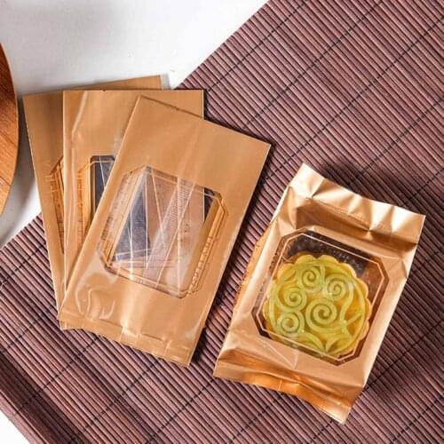100 Pcs Golden Hollow Moon Cake Bags 50g/80g/100g Plastic Cookie Candy Bag Mid-Autumn Festival Mooncake Packaging Bag Home
