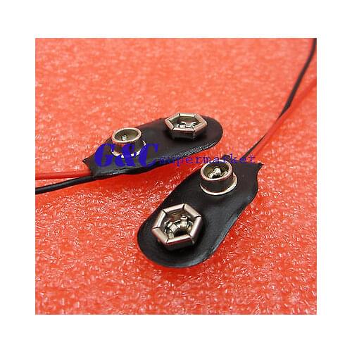 20PCS 9V PP3 9Volt battery snap on clip connector I Type Holder 10CM Lead diy electronics