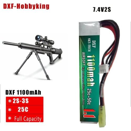 2017 DXF Good Quality RC Lipo Battery 7.4V 1100mAh 25C 50C For Mini Airsoft Guns Model AKKU