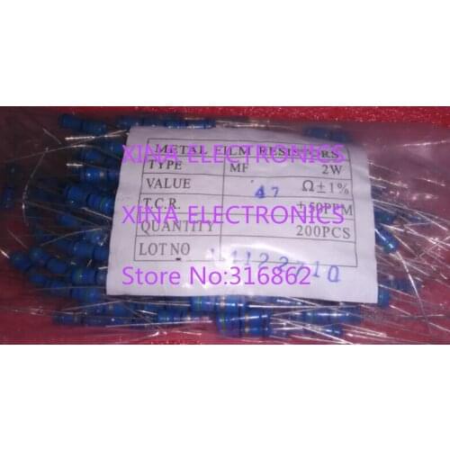 2W 1R-1M 2W 1ohm to 1M 2W 1R to 1M 2W Metal film resistor 1% 200pcs/LOT Free shipping 2W 100R 200R 56R 47R