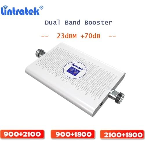 Lintratek Dual band Repeater GSM 4G Signal Booster Cellular Mobile GSM WCDMA DCS LTE 3G 4G AGC 70dB Signal Repeater Amplifier