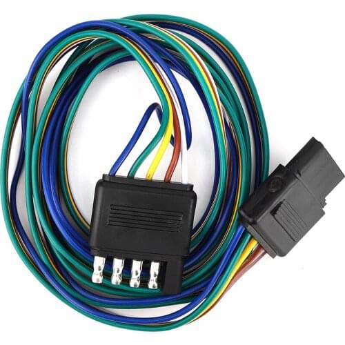 Trailer socket 5-Pin Flat Connector Plug 72in Color Coded Wires Wiring Harness Extension US Type for RV Trailer trailer