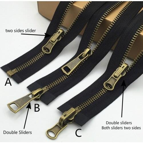 5# High Quality Black Tape Brass Bronze Teeth Brass Metal Zipper 75 80 100 120cm 1Pcs DIY Clothes Jacket Garment Accessories