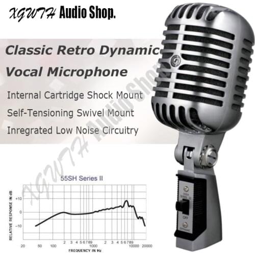 55SH Dynamic Vocal Retro Wired Audio Handheld Microphone Stand Desktop Mic Holder Tripod For 55 SH KTV Karaoke Recording Mic