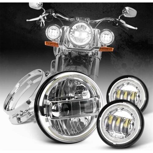 7 Inch Round LED Motorcycle Headlight & 4.5 Inch Fog Lights Mounting Ring for Harley Touring Road King Ultra Classic Electra