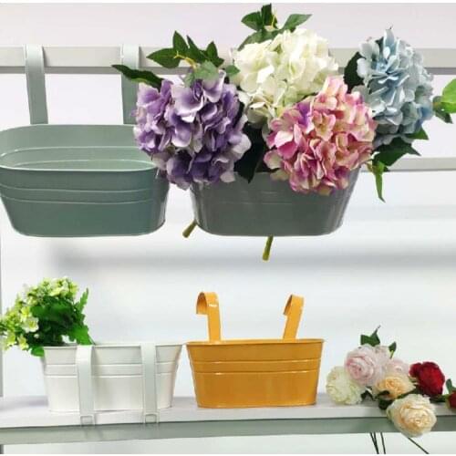 Promotion 1pcs Colorful Hanging Flower Pots Metal Iron Balcony Garden Plant Planter With Detachable Hook For Home Decoration