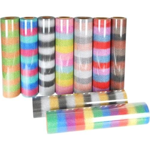 Sunice Glitter Heat Transfer Film For Clothing Iron-on Gradient HTV Printing Plotter Cut Diy T-Shirt Heat Press Sticker