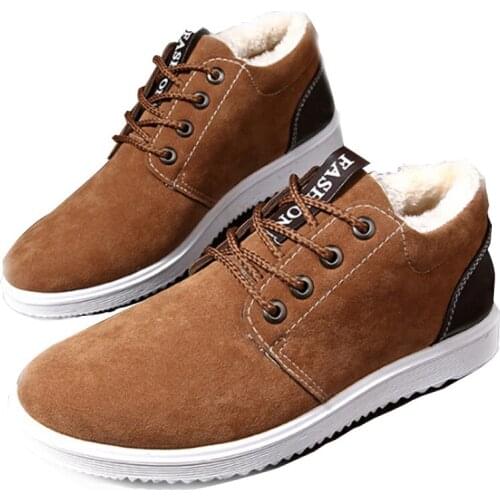 2021 Early Winter New Concise Style Boots for Male Round Toe Plush Thickening Low Heel Casual Snow Boots Comfortable Non-slip