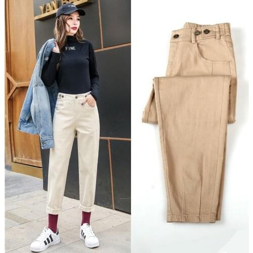 New student High waist Ankle-Length pants harem pants womens loose Casual pants elastic waist carrot pants tide trousers women