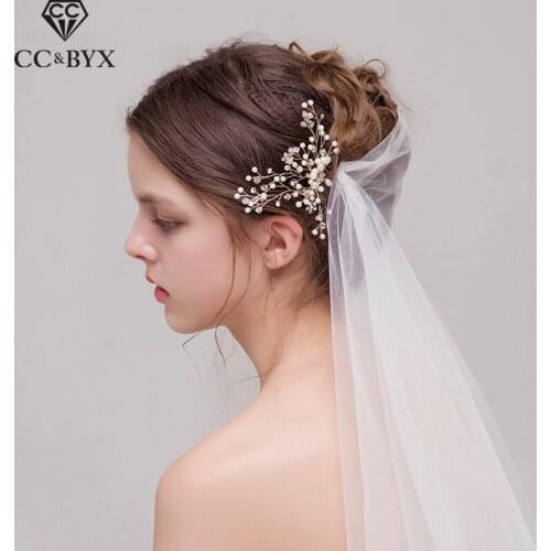 CC Jewelry Veil With Combs Hats Yarn Cubic Zircon Bridal Engagement Wedding Hair Accessories For Women Handmade Party Fine 0516