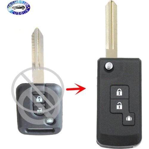 3 Buttons Flip Folding Key Shell Case Blank Fob Modify for Nissan Micra 350Z Pathfinder Navara