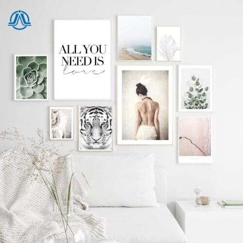 Girl Flower Feather Love Quotes Landscape Wall Art Canvas Painting Nordic Posters And Prints Wall Pictures For Living Room Decor