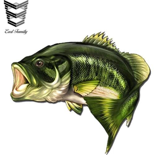 EARLFAMILY 13cm x 10.8cm Car Styling Large Mouth Bass Fish Fishing Sticker Boat Kayak Decals Car Truck Laptop Window Car Sticker