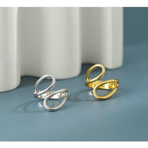 Elegant Real 925 sterling silver hollow waterdrop rings for women silver fine jewelry, fashion gold color adjustable ring woman