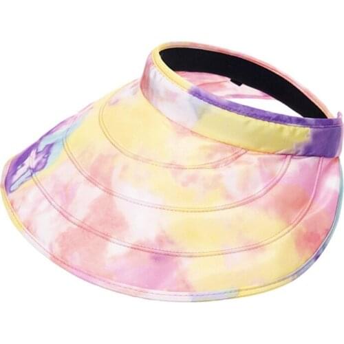 F3MD Women Men Empty Top Hat Wide Brim Sports Casual Topless Colorful Sun Visor Hat for Seashore Camping Daily Accessory