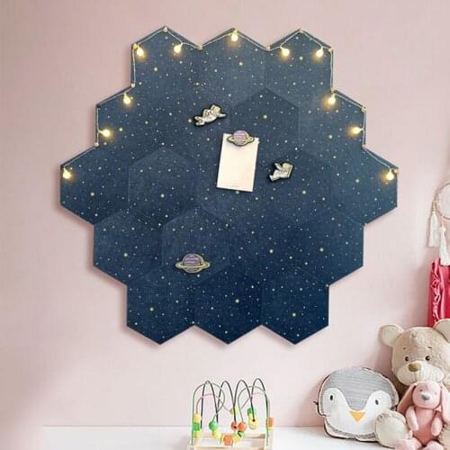 19 x 22cm Felt Hexagon Starry Sky Background Board DIY Puzzle Photo Household Message Board Home Decoration Salon