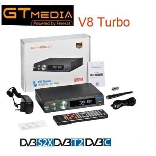 V 8 T urbo DVB-S2/S2X/T2/Cable/J.83B Satellite Receiver WIFI H.265 Support CA card slot and multi-room upgrade V8 Pro2