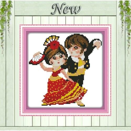 Indian dance love cartoon Decor paintings counted print on the canvas DMC 11CT 14CT kits Cross Stitch embroidery needlework Sets